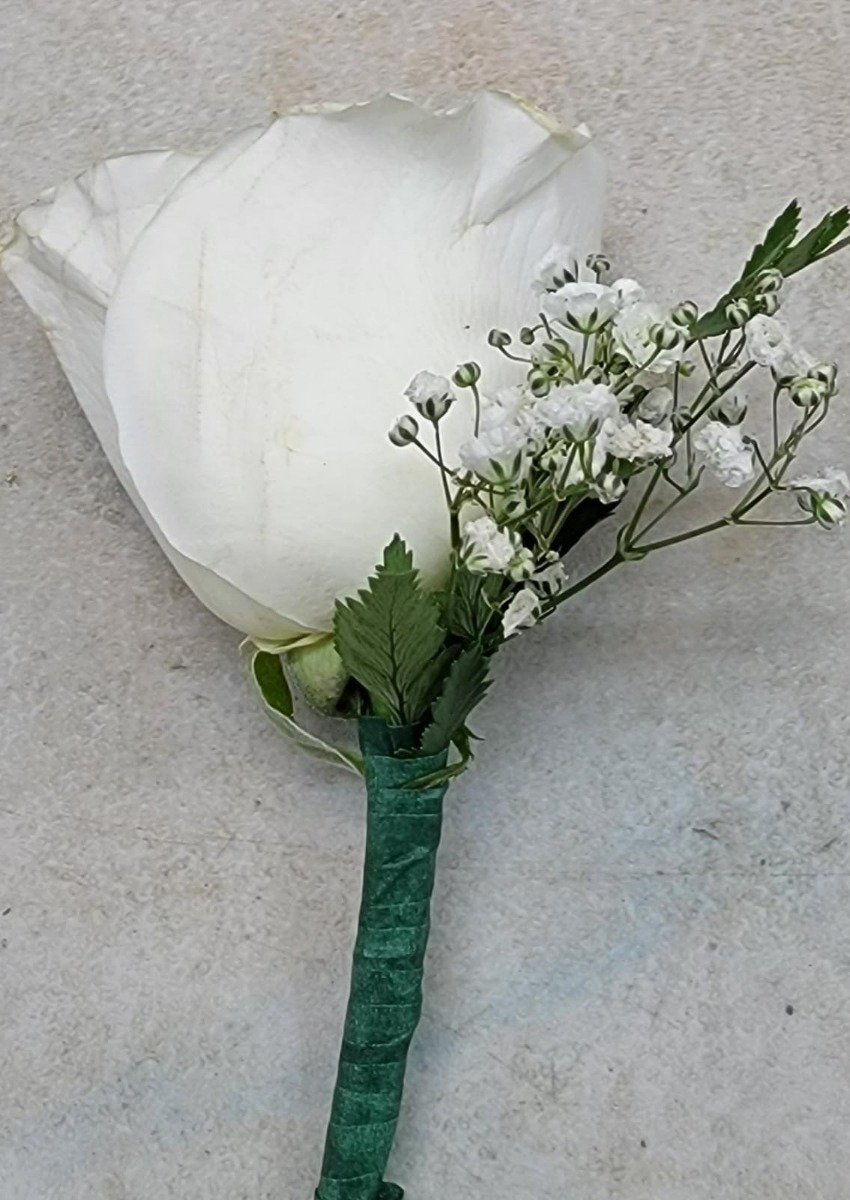 Carnation Boutineer (White)